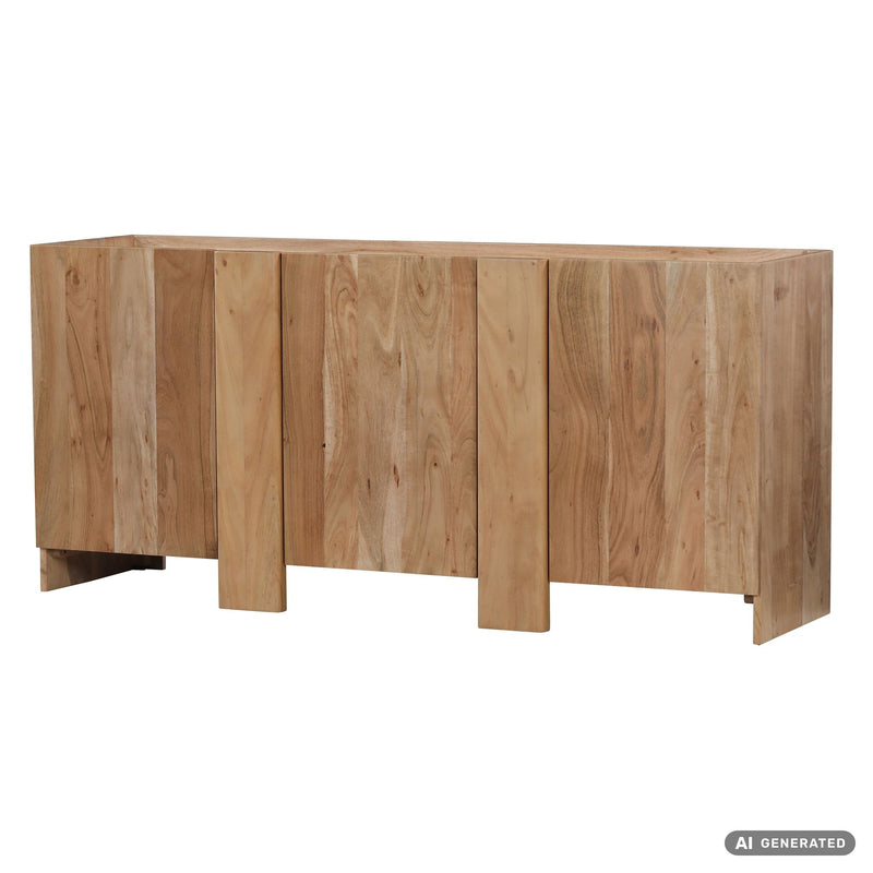 Sideboard Akazie 165 cm Massivholz, Wohnling Anrichte mit 3 Türen