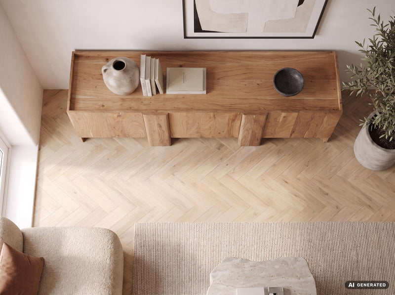 Sideboard Akazie 165 cm mit 3 Türen, Wohnling Massivholz-Anrichte
