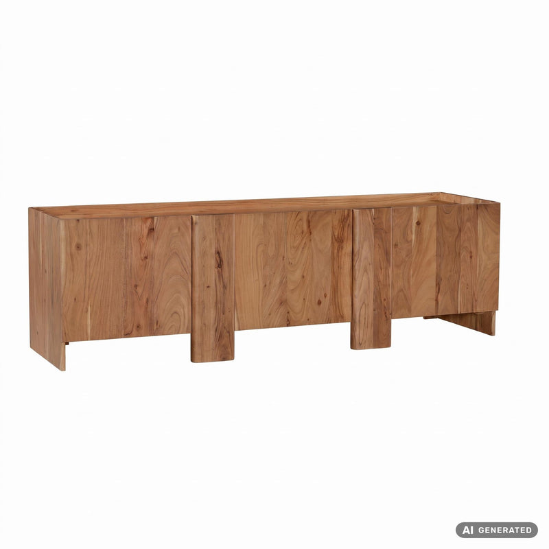 Sideboard Akazie 165 cm mit 3 Türen, Wohnling Massivholz-Anrichte