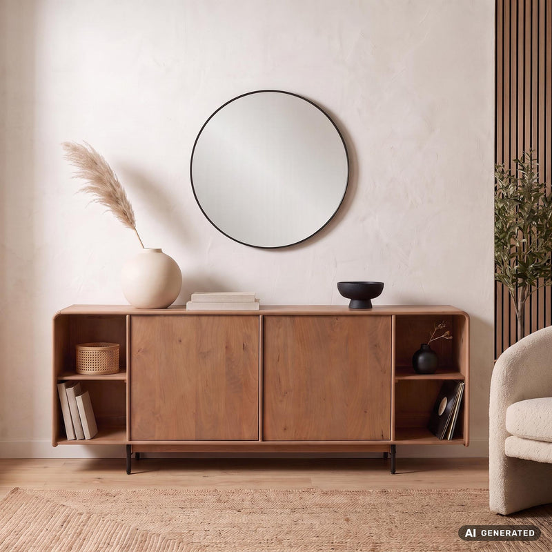 Sideboard Mango 180cm Massivholz mit Push-to-Open, Wohnzimmer-Anrichte