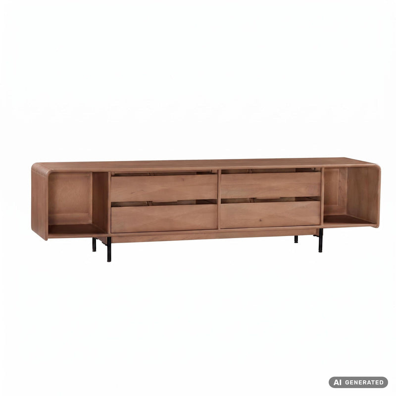 Lowboard Mango Massivholz 180 cm mit 4 Schubladen, TV-Kommode Handmade