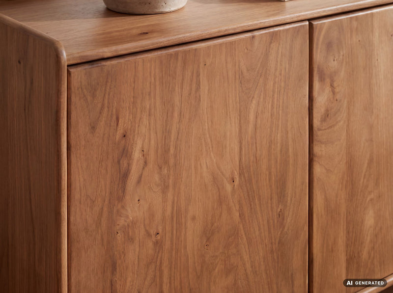Sideboard Mango Massivholz 160 cm, Anrichte mit Push-to-Open-System