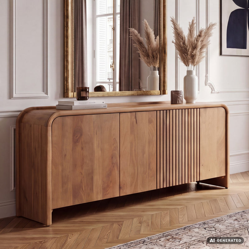 Sideboard Mango Massivholz 160 cm mit 3 Türen, Push-to-Open