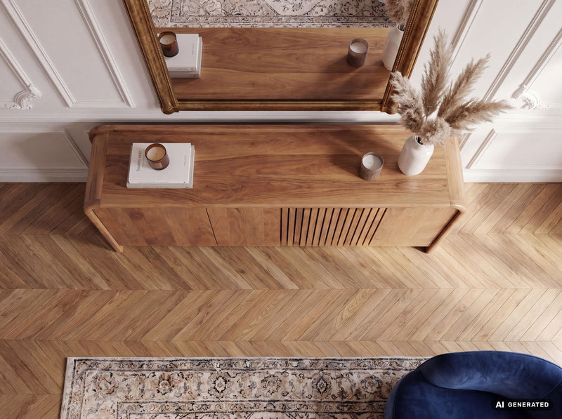 Sideboard Mango Massivholz 160 cm mit 3 Türen, Push-to-Open