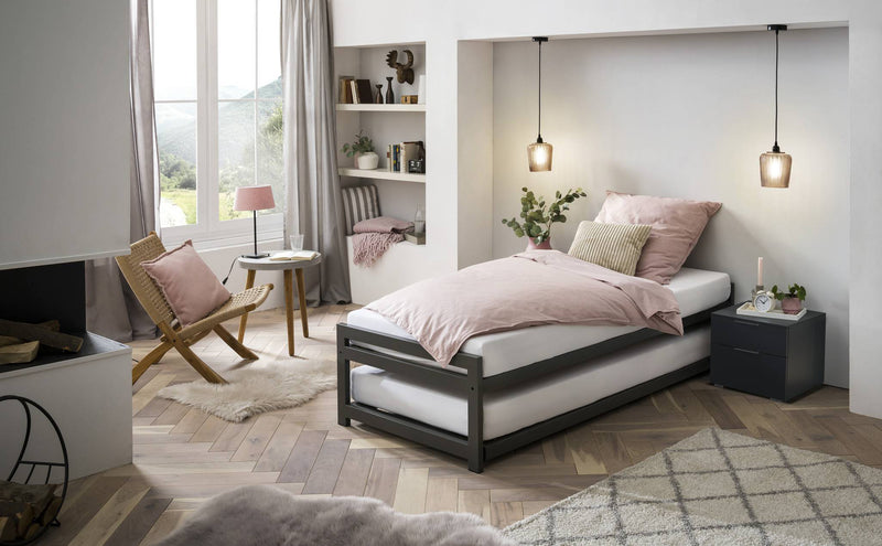 Hasena Gästebett Monument Anthrazit ausklappbar auf 180 cm