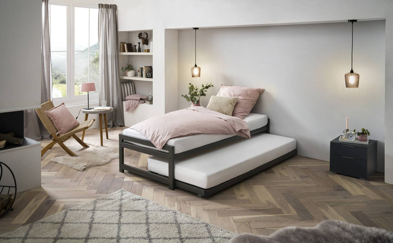 Hasena Gästebett Monument Anthrazit ausklappbar auf 180 cm