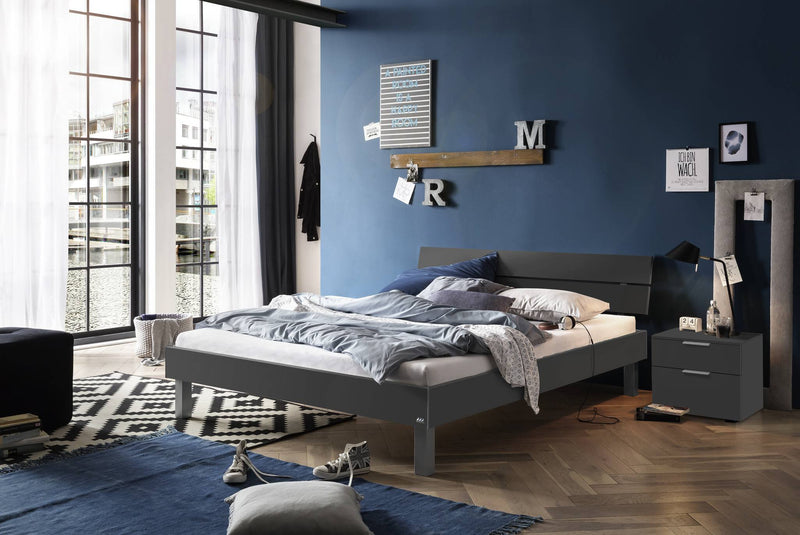 Hasena Bett Rocco Anthrazit mit Alu-Füßen - Industrial-Movie