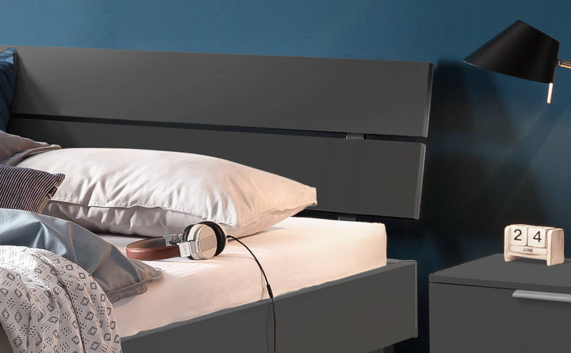 Hasena Bett Rocco Anthrazit mit Alu-Füßen - Industrial-Movie