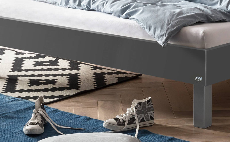 Hasena Bett Rocco Anthrazit mit Alu-Füßen - Industrial-Movie