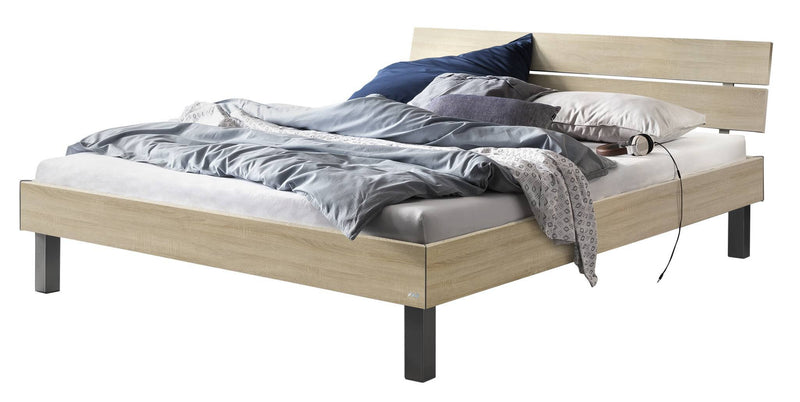 Hasena Bett Rocco Industrial-Movie, Eiche sägerau mit Alu-Füßen