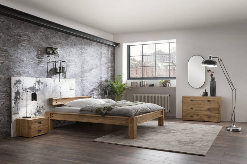 Hasena Massivholzbett San Sebastian Eiche uniq clear, Industrial-Style