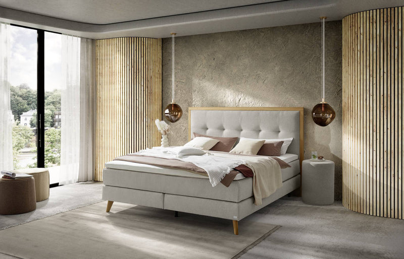 Hasena Dean Hocker Nachttisch rund gepolstert in Pace Light Grey