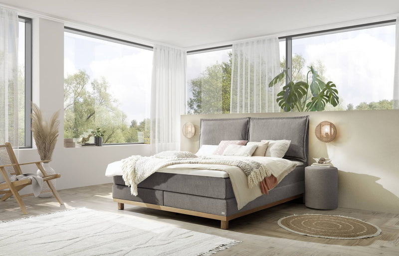 Hasena Dean Hocker & Nachttisch in Pace Grey, rund gepolstert