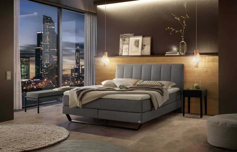 Hasena Bank Pato Schwarz mit Pace-Grey-Bezug im Art-déco-Stil