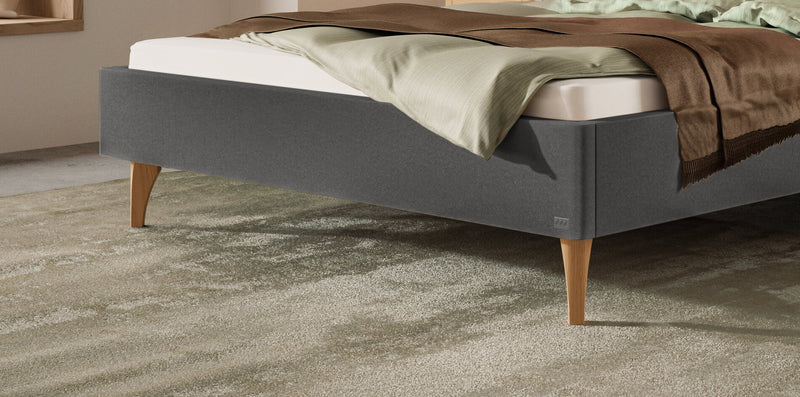 Hasena Polsterbett Elisa in Eiche bright mit Bezug Pace grey
