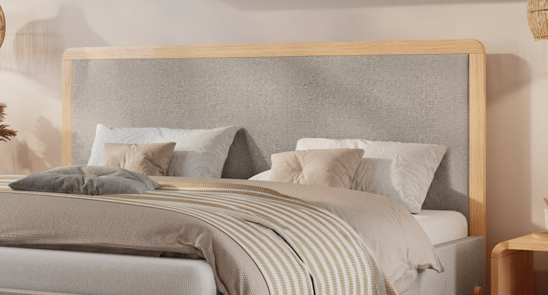 Hasena Polsterbett Aurelia in Eiche bright mit Bezug Light Grey