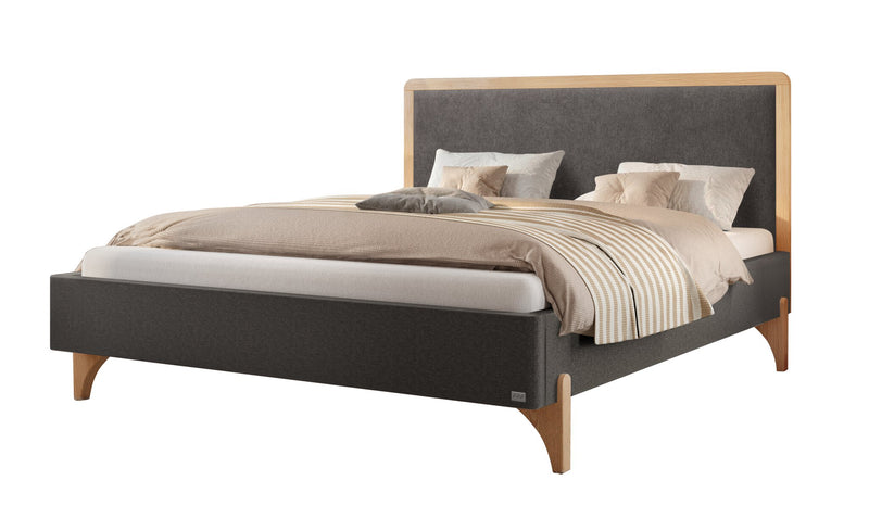 Hasena Polsterbett Aurelia mit Eiche-Massivholz-Füßen, Bezug Pace grey