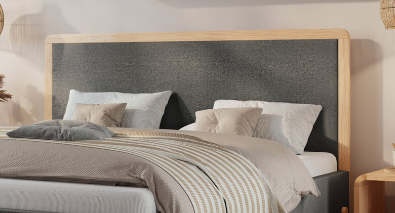 Hasena Polsterbett Aurelia mit Eiche-Massivholz-Füßen, Bezug Pace grey