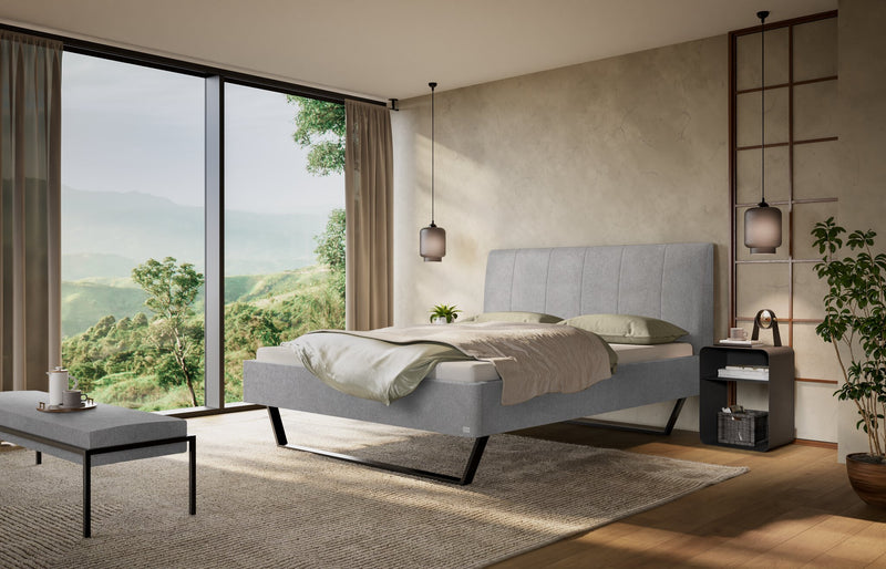 Hasena Polsterbett Juliana mit Metallkufen, Bezug Pace Light Grey