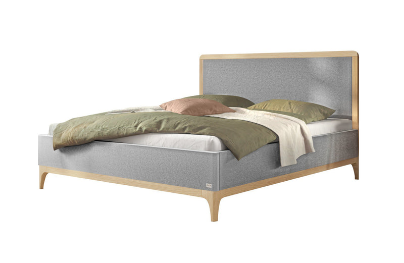 Hasena Polsterbett Soledad Eiche bright mit Bezug Pace Light Grey