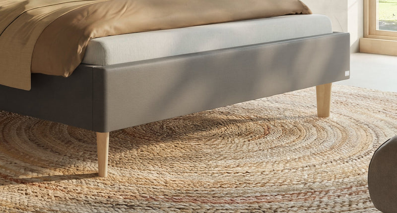 Hasena Polsterbett Leonor in Eiche bright mit Bezug Monet Steel