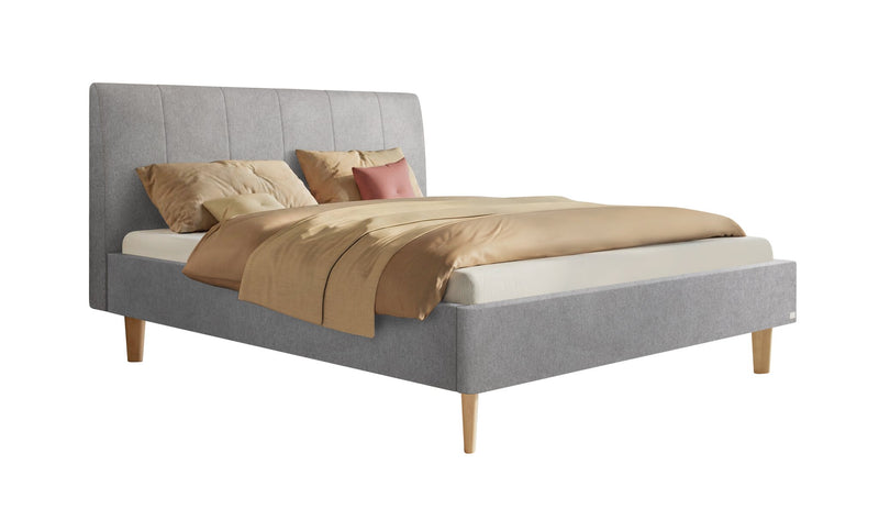 Hasena Polsterbett Leonor Eiche bright mit Bezug Pace light grey