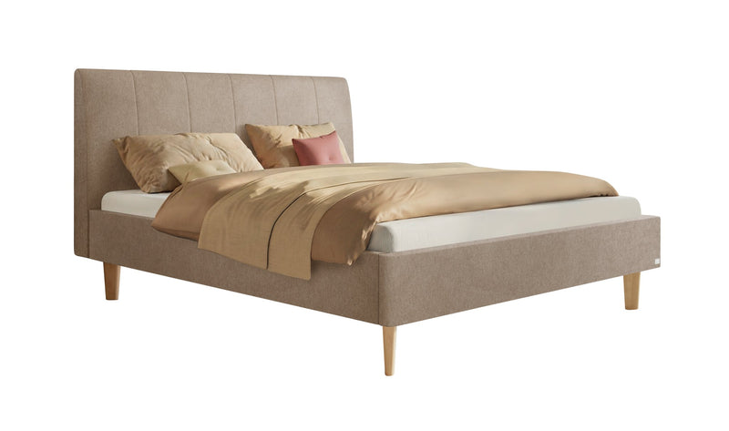 Hasena Polsterbett Leonor in Eiche bright mit Stoffbezug Pace Sand