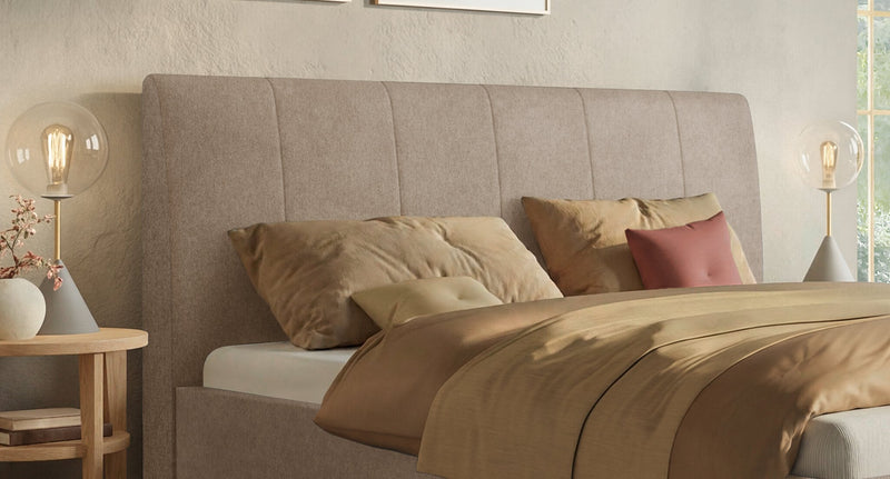 Hasena Polsterbett Leonor in Eiche bright mit Stoffbezug Pace Sand