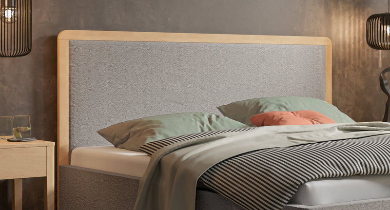 Hasena Polsterbett Reyes in Eiche bright mit Bezug Pace Light Grey