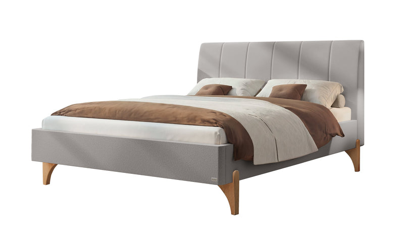 Hasena Polsterbett Renata Eiche bright mit Bezug Pace Light Grey