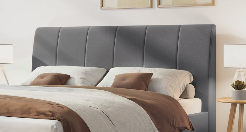 Hasena Polsterbett Renata in Eiche bright mit Bezug Pace grey