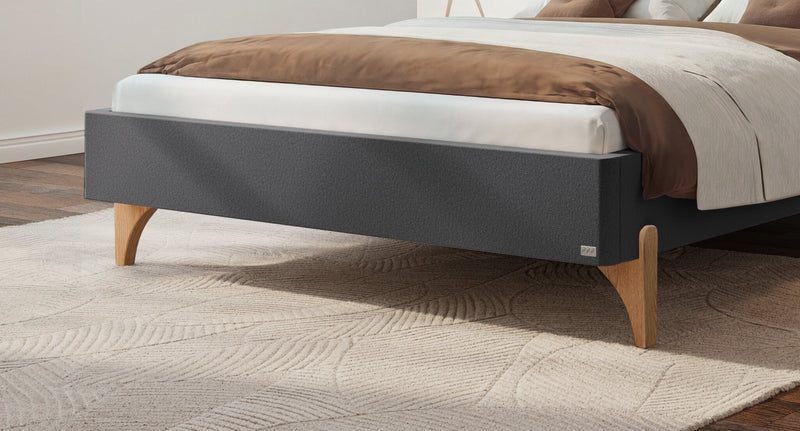 Hasena Polsterbett Renata in Eiche bright mit Bezug Pace grey