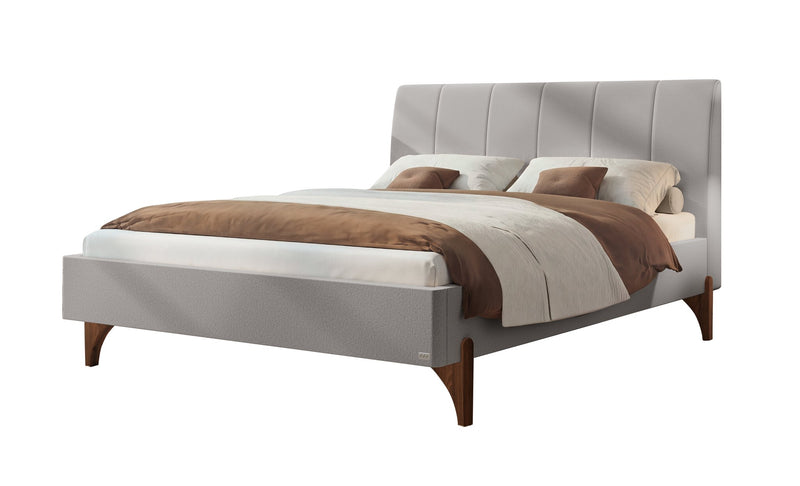 Hasena Polsterbett Renata Nussbaum mit Kopfteil in Pace Light Grey