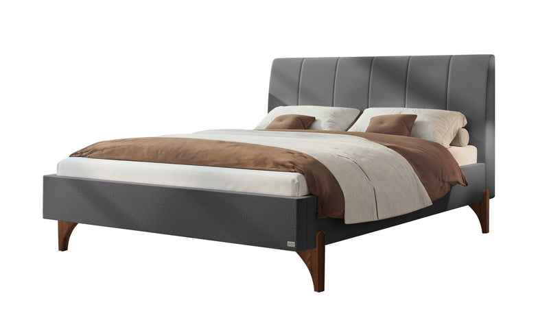 Hasena Polsterbett Renata in Nussbaum mit Bezug Pace Grey