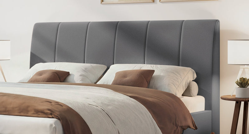 Hasena Polsterbett Renata in Nussbaum mit Bezug Pace Grey