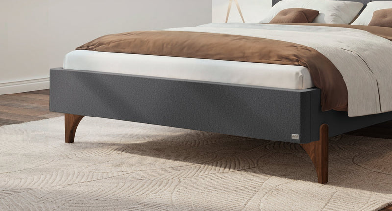 Hasena Polsterbett Renata in Nussbaum mit Bezug Pace Grey