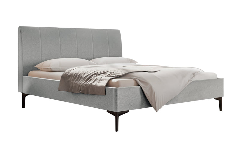 Hasena Polsterbett Carlinda Light Grey mit schwarzen Metallfüßen