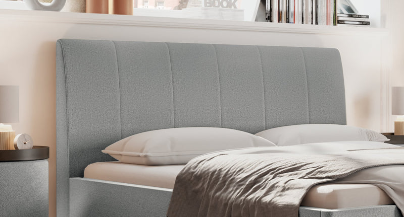 Hasena Polsterbett Carlinda Light Grey mit schwarzen Metallfüßen
