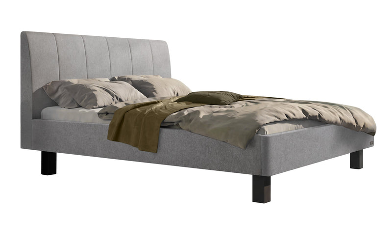 Hasena Polsterbett Cristina in Light Grey mit schwarzem Metallgestell