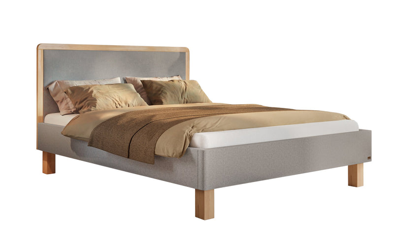 Hasena Polsterbett Amara in Eiche bright mit Bezug Pace Light Grey