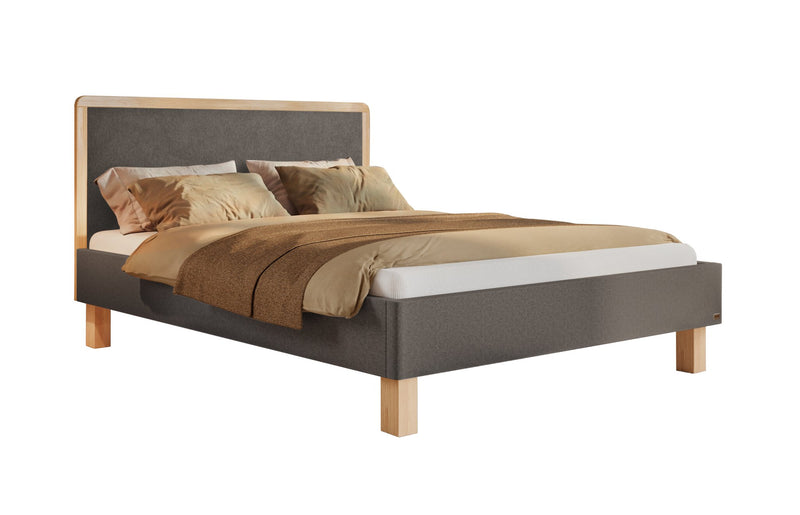 Hasena Polsterbett Amara in Eiche bright mit Bezug Pace Grey