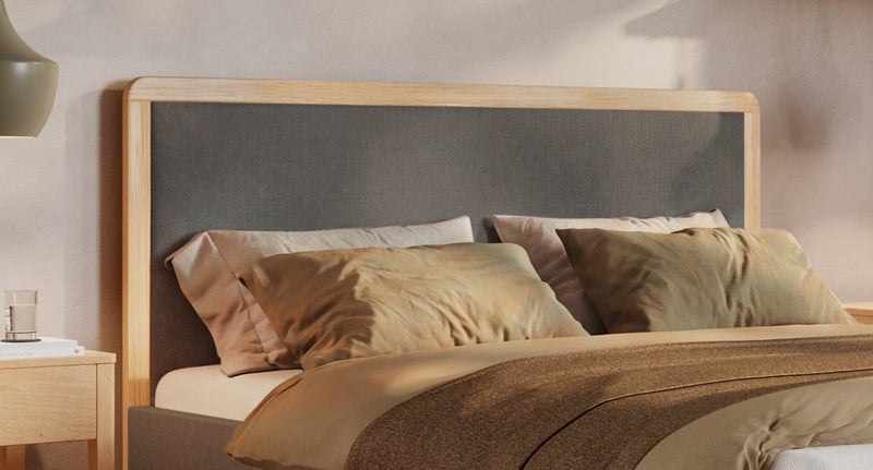 Hasena Polsterbett Amara in Eiche bright mit Bezug Pace Grey