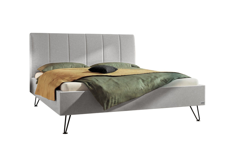 Hasena Polsterbett Noelia Pace Light Grey mit schwarzem Metallgestell