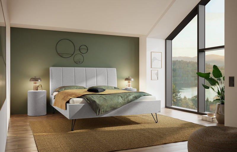 Hasena Polsterbett Noelia Pace Light Grey mit schwarzem Metallgestell