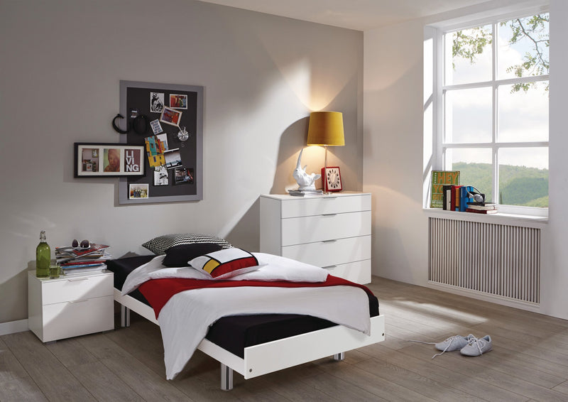 Hasena Econom Gästebett Weiß mit Chrom-Füßen für Jugendzimmer