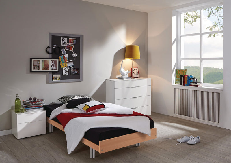 Hasena Econom Gästebett Buche-Dekor mit Chrom-Füßen als Jugendbett