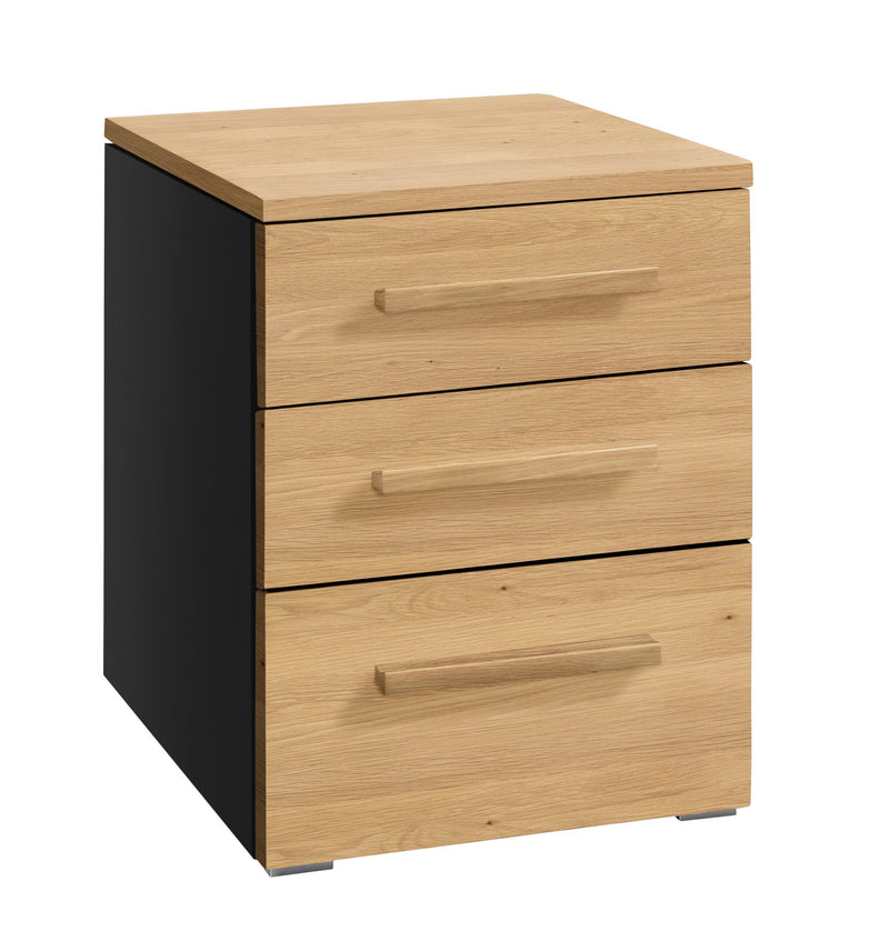 Hasena Trio Nachttisch Selezione Schwarz mit Eiche-Front, 3 Schubladen