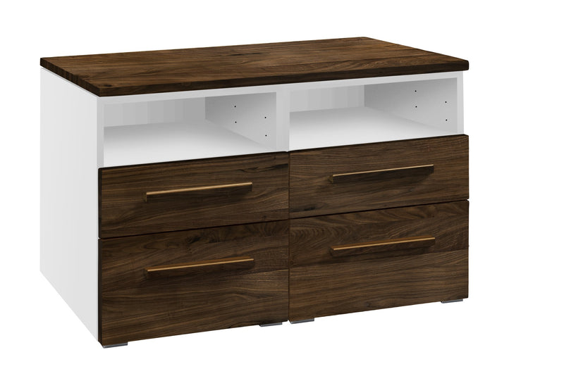 Hasena Selezione Kommode Dowio Weiß mit Nussbaum-Front, 4 Schubladen