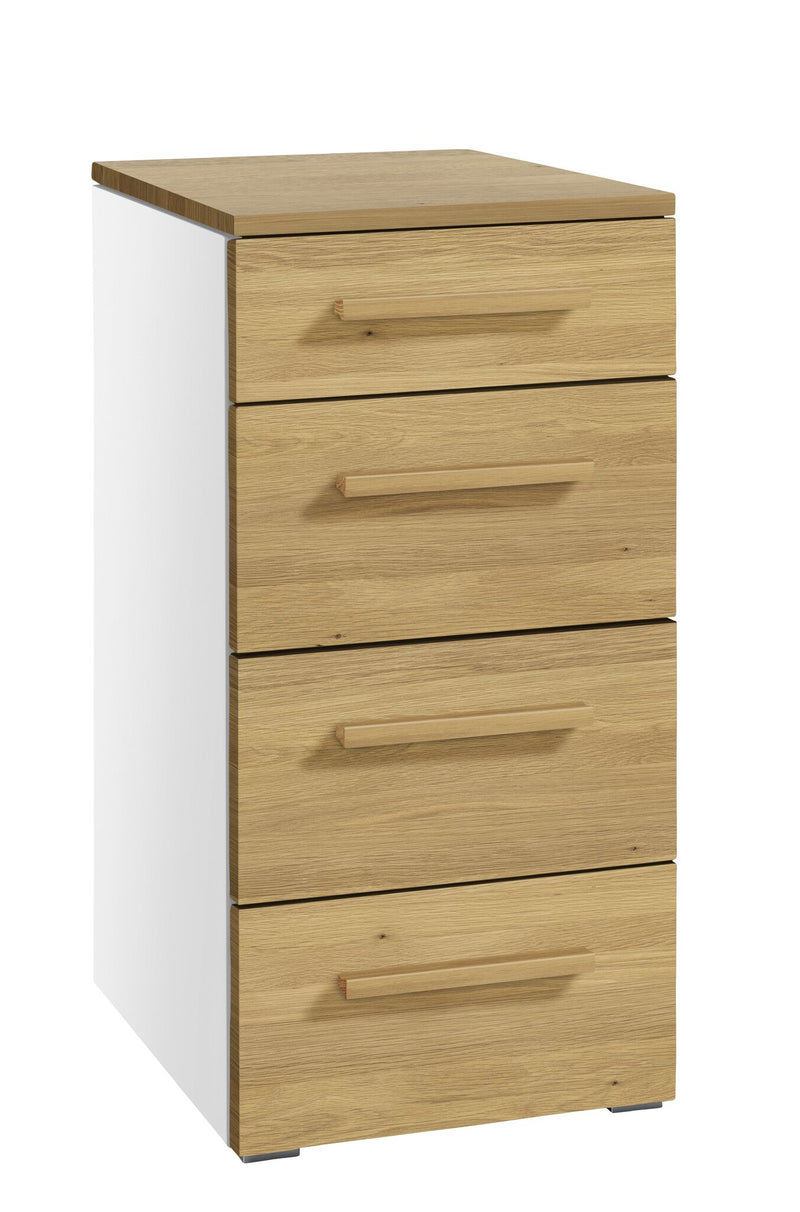 Hasena Kommode Quatro Selezione Weiß mit Eiche-Front, 4 Schubladen