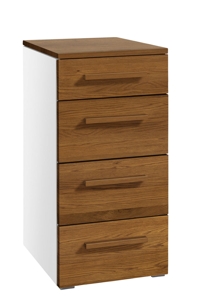 Hasena Quatro Kommode Selezione in Weiß mit Eiche-Brandy-Front
